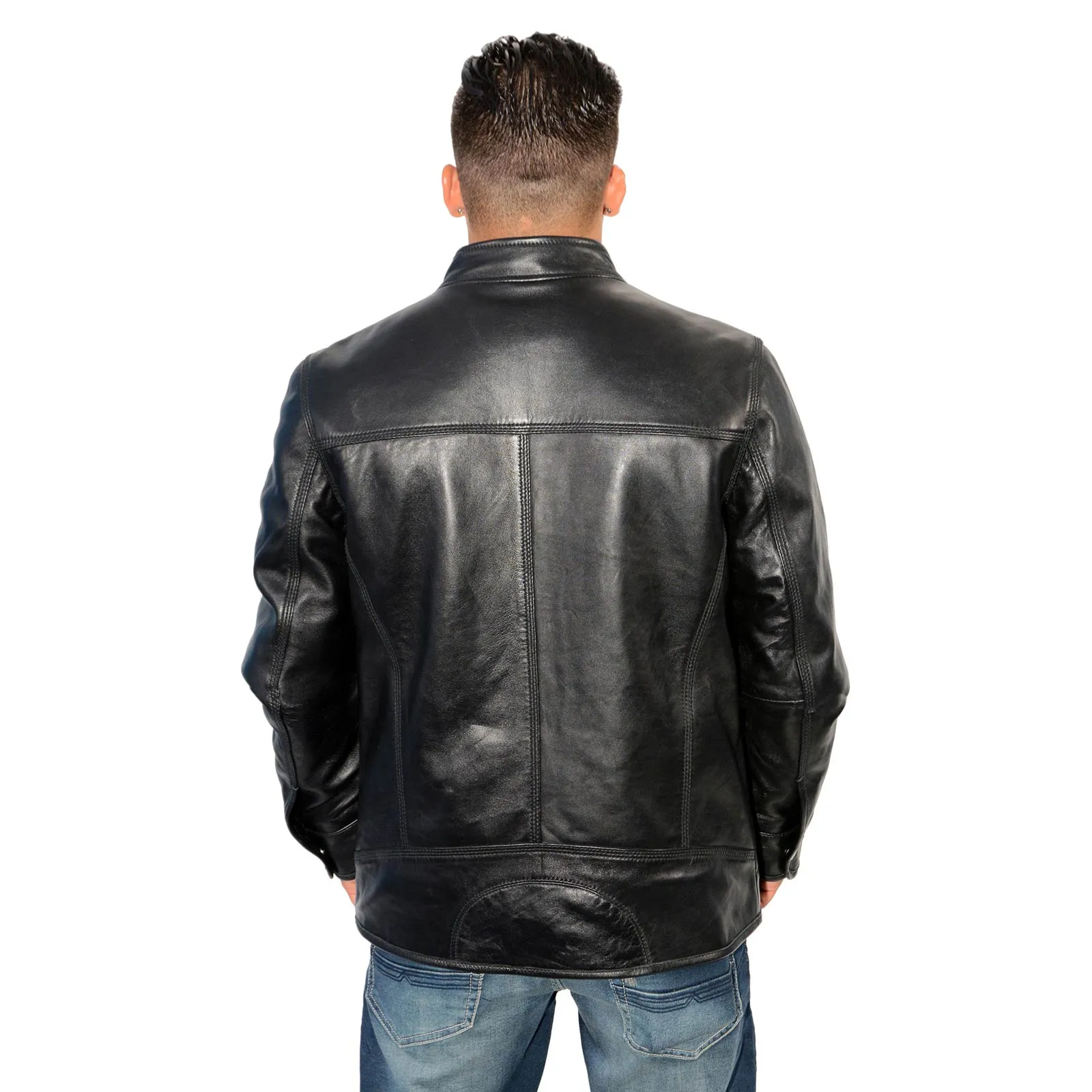 Milwaukee Leather Men's Cafe Racer Black Premium Lambskin Motorcycle Fashion Leather Jacket SFM1800