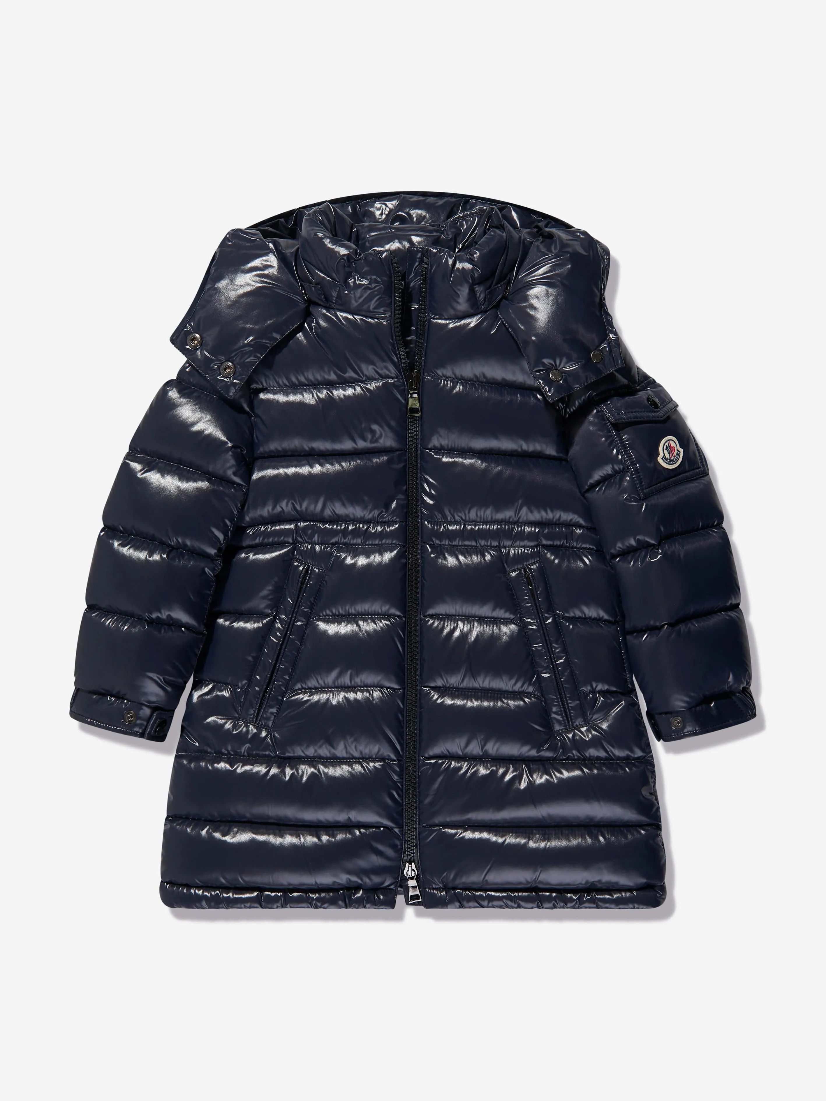 Moncler Enfant Girls Down Padded Cavettaz Long Parka in Navy