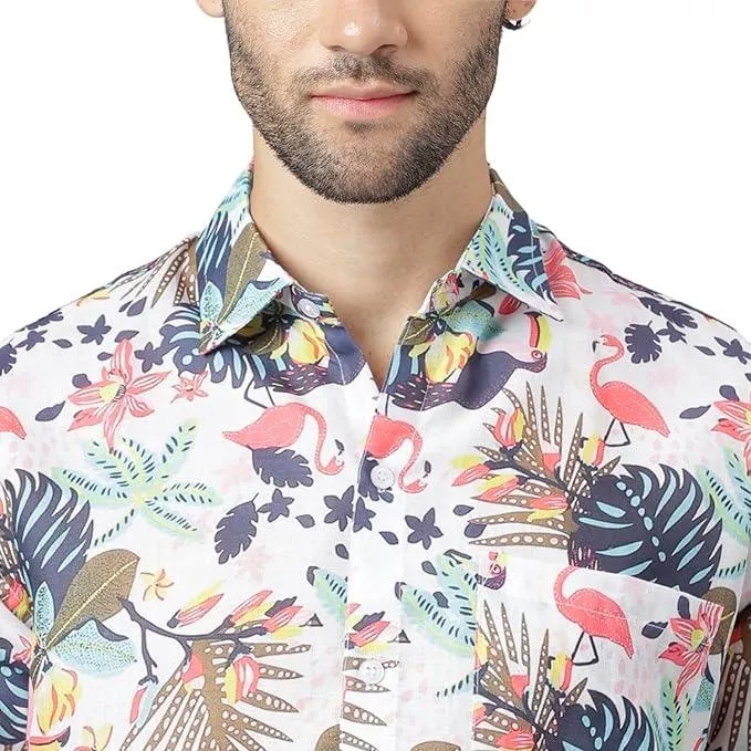 Multicolor Printed Short Sleeve Casual Shirts for Men