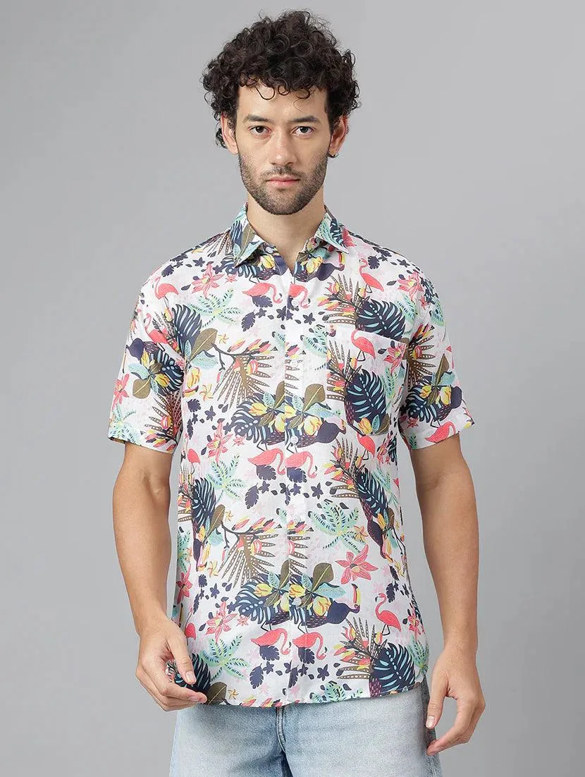 Multicolor Printed Short Sleeve Casual Shirts for Men