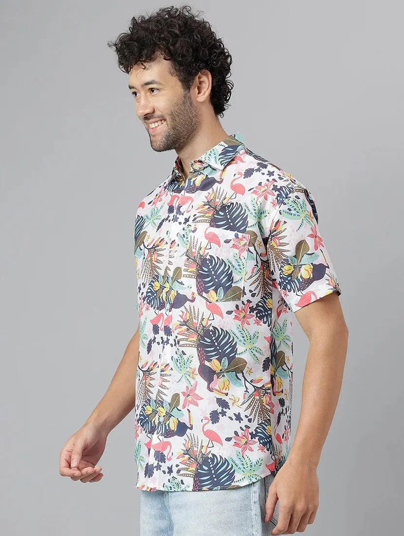 Multicolor Printed Short Sleeve Casual Shirts for Men