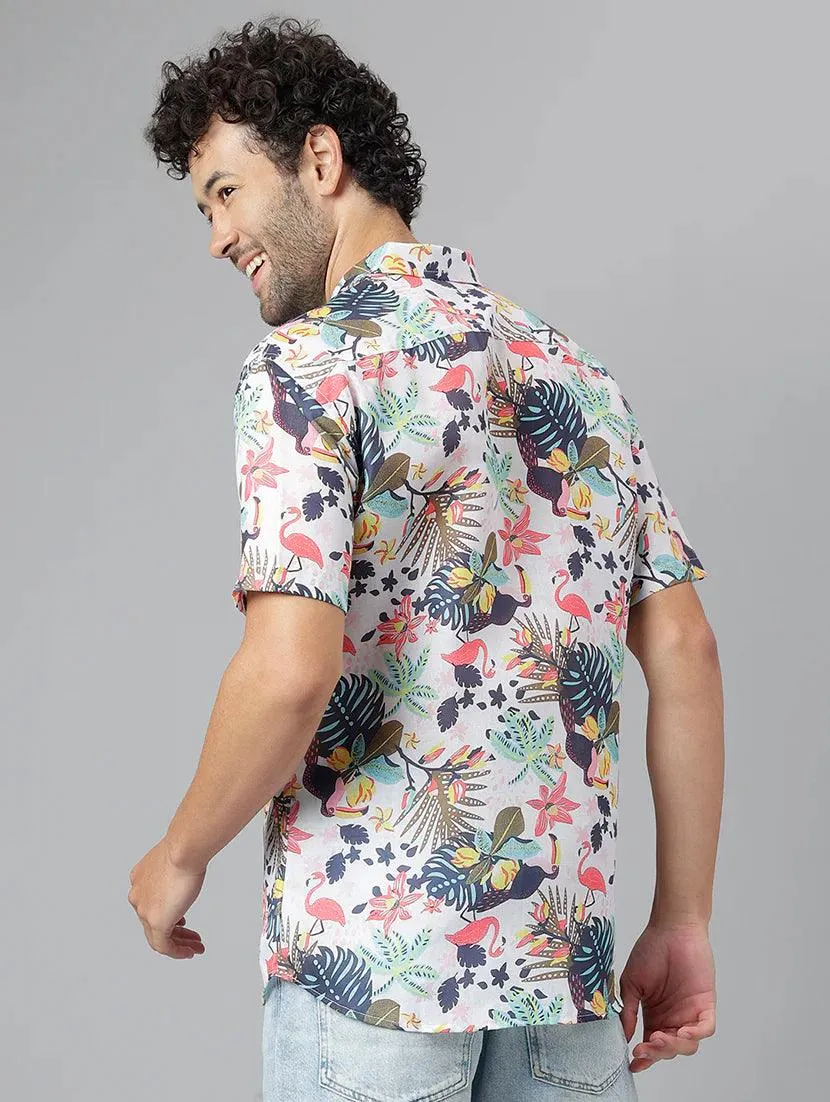 Multicolor Printed Short Sleeve Casual Shirts for Men