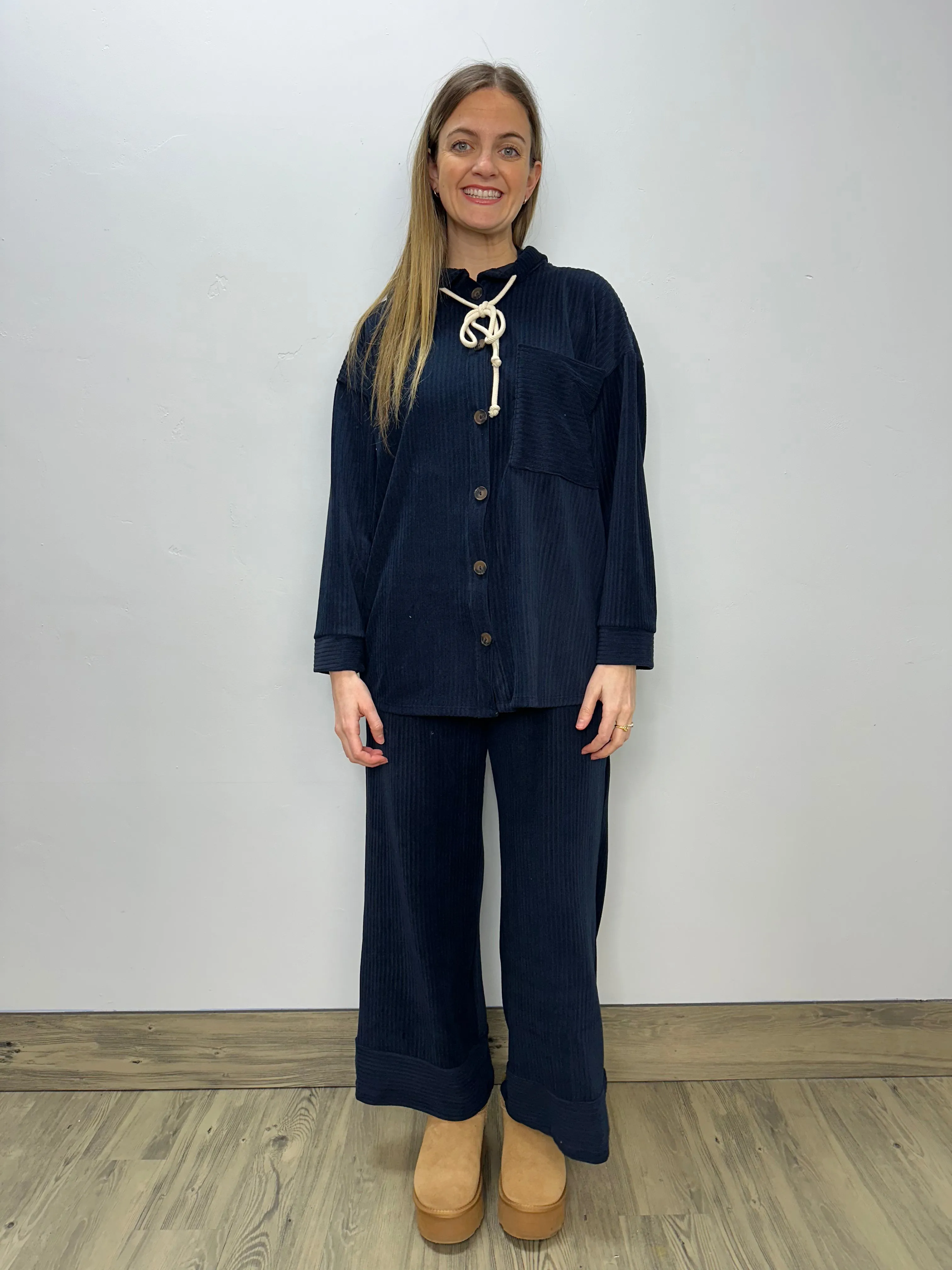 Navy Soft Corduroy Pant with Pockets