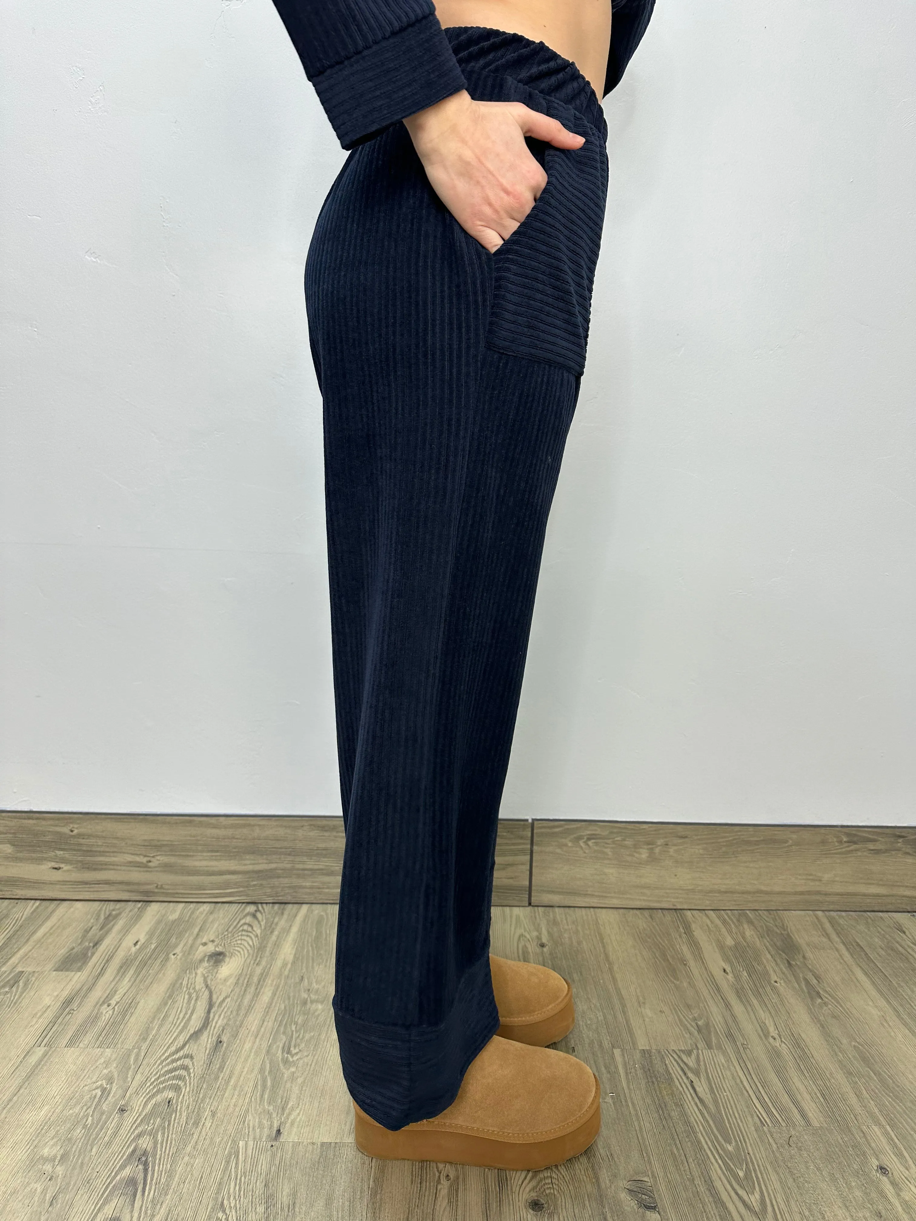 Navy Soft Corduroy Pant with Pockets