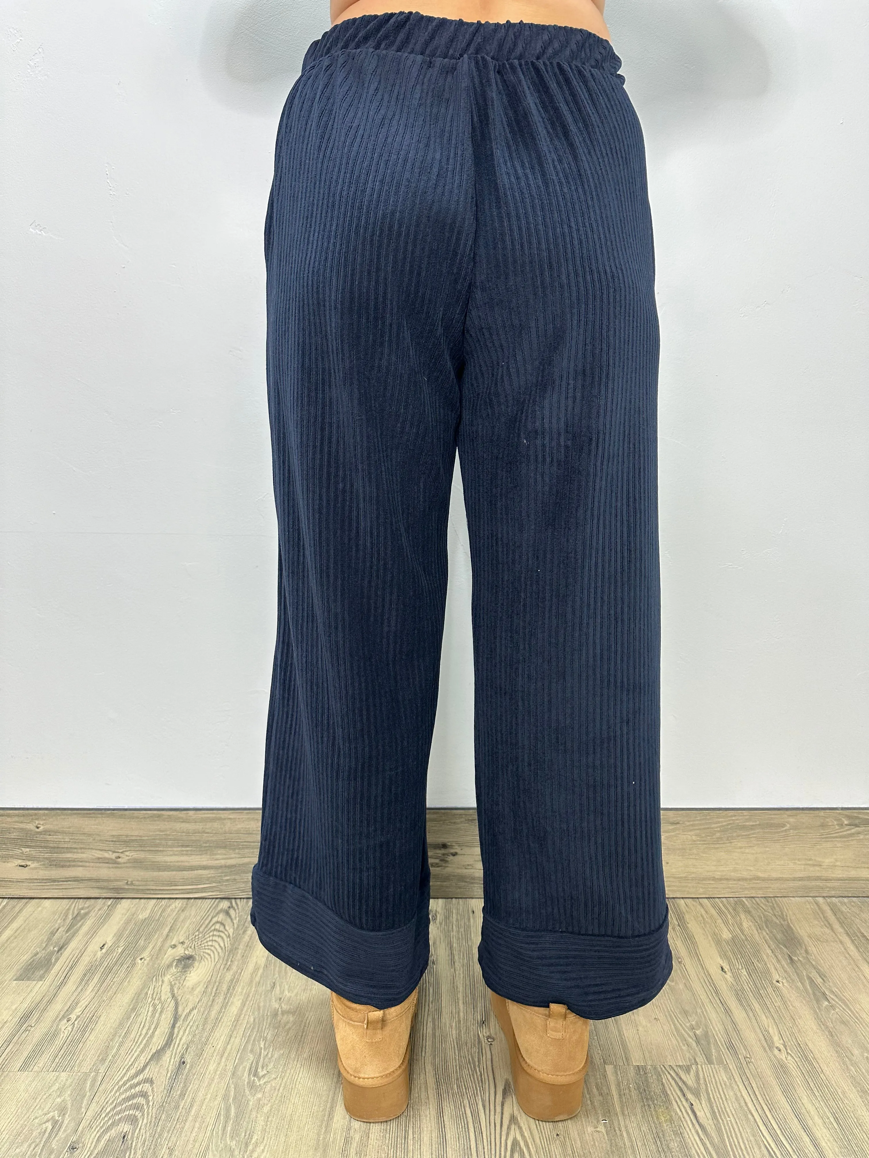 Navy Soft Corduroy Pant with Pockets