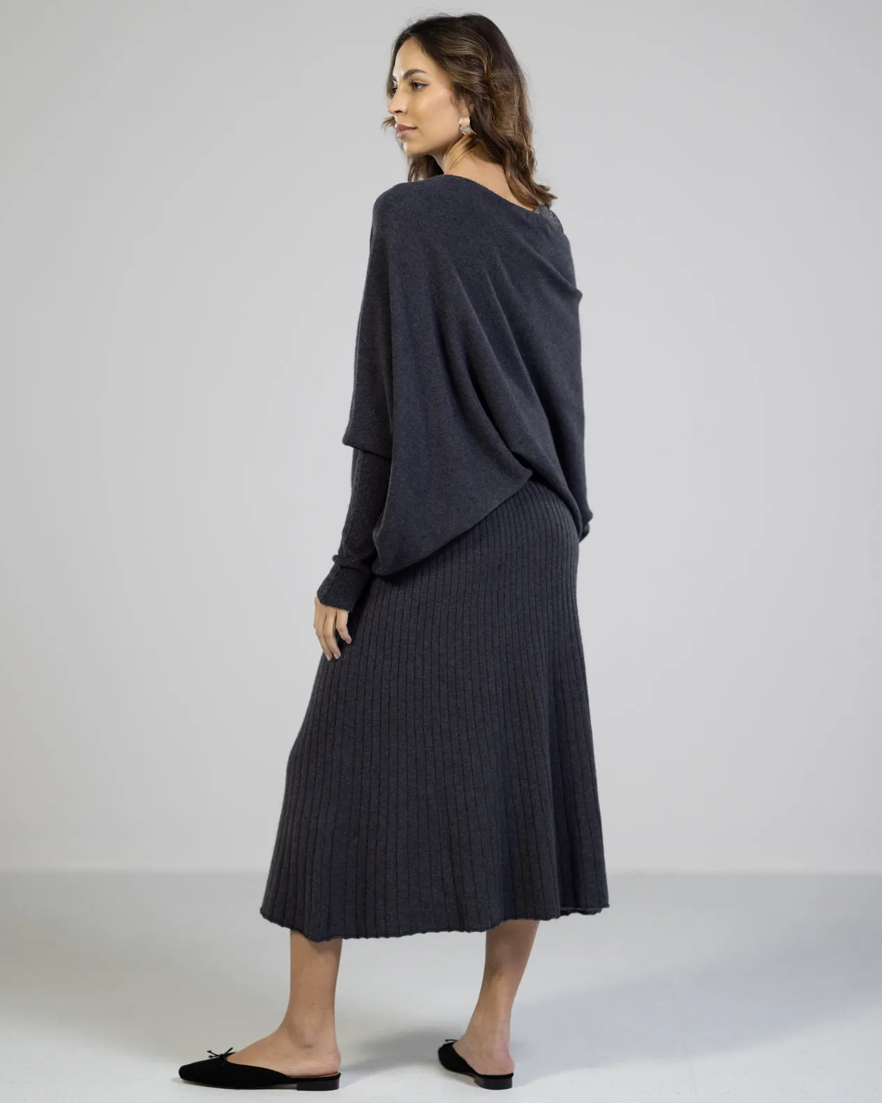 NEW | Ribbed Skirt | Charcoal