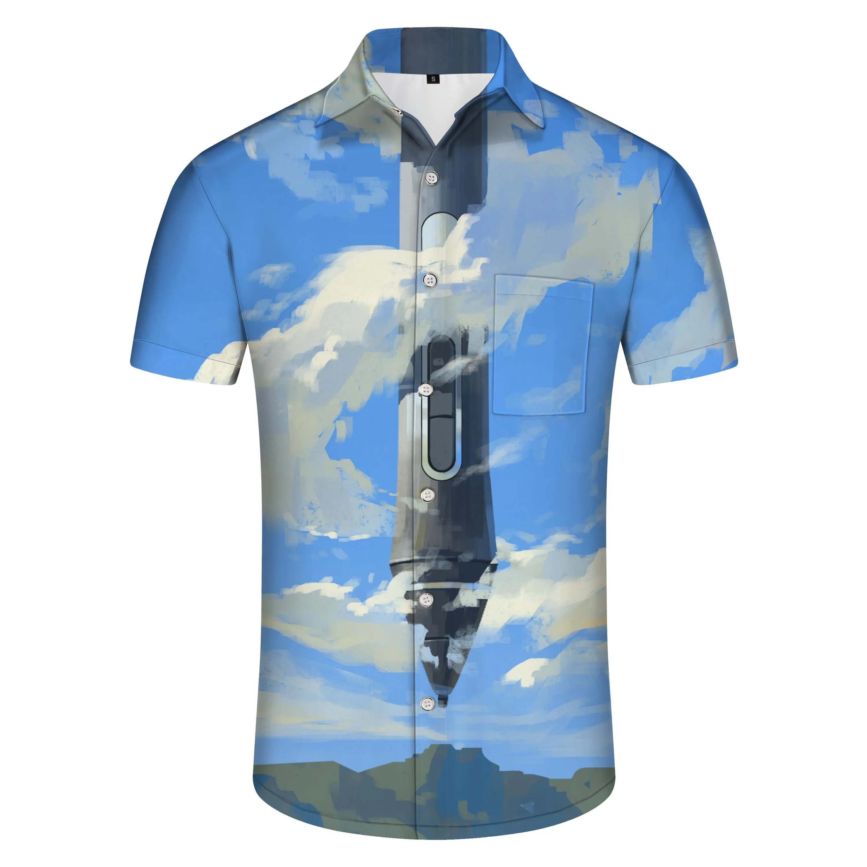 Perfect for Summer Everyday Shirt Pattern Hawaiian Lapel Button Men's Beach Short Sleeve Top Fashion