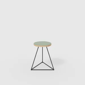 Plywood Stool with Black Prism Base - Formica Green Slate