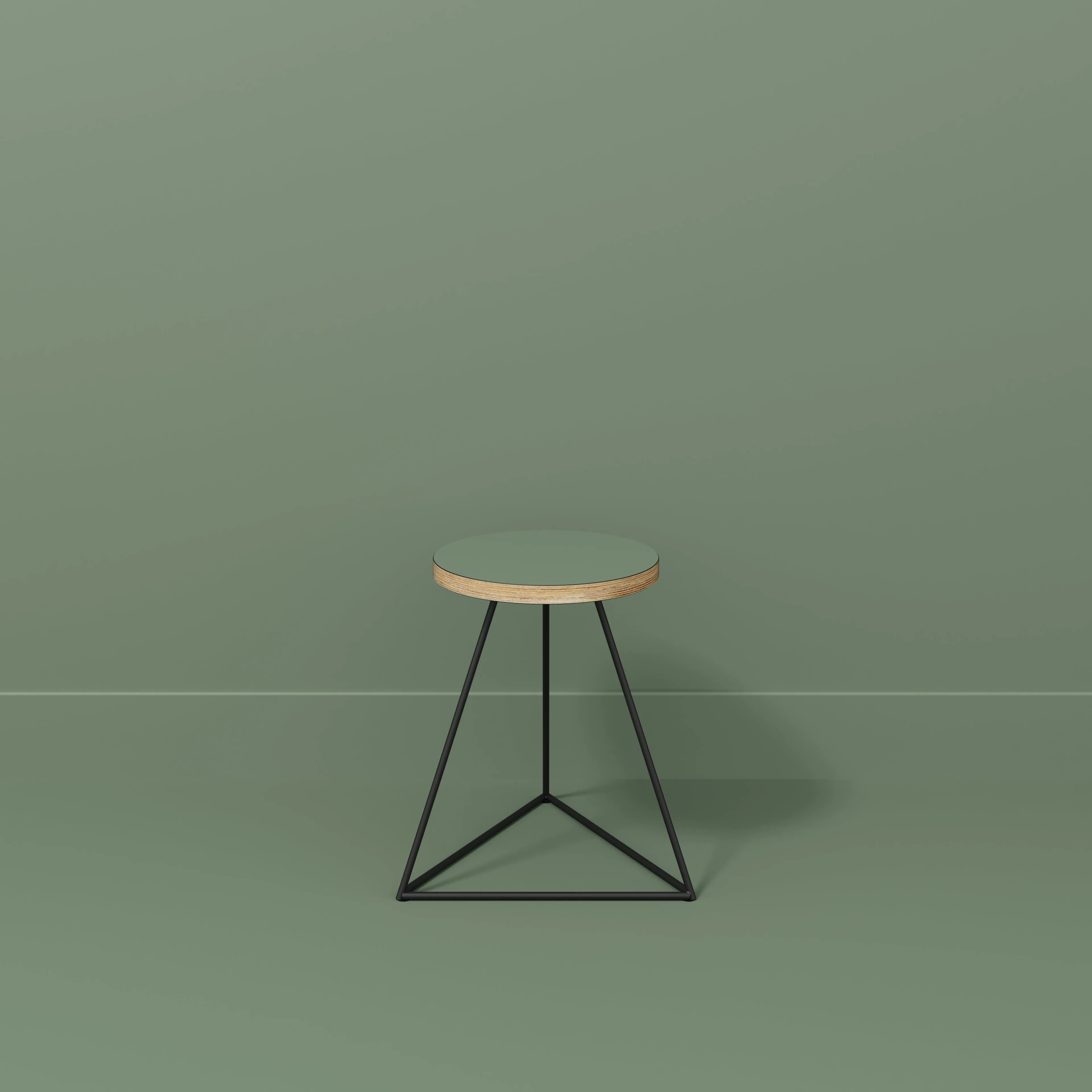 Plywood Stool with Black Prism Base - Formica Green Slate