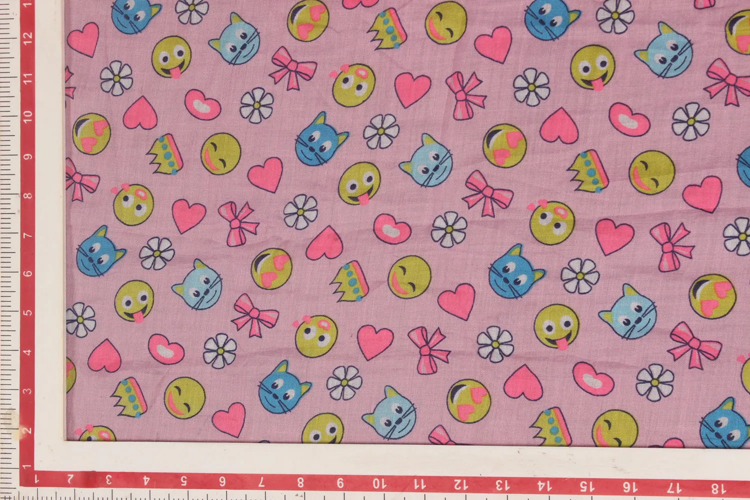 Precut 1 Metre Light Pink Quirky Print Voile Fabric