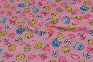 Precut 1 Metre Light Pink Quirky Print Voile Fabric