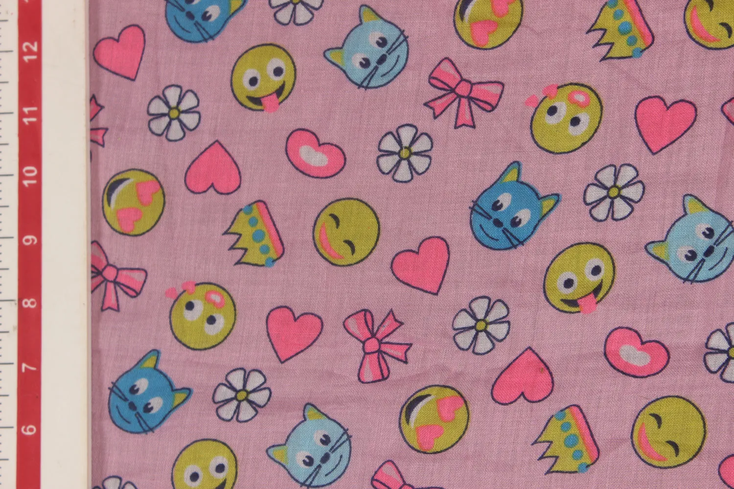 Precut 1 Metre Light Pink Quirky Print Voile Fabric