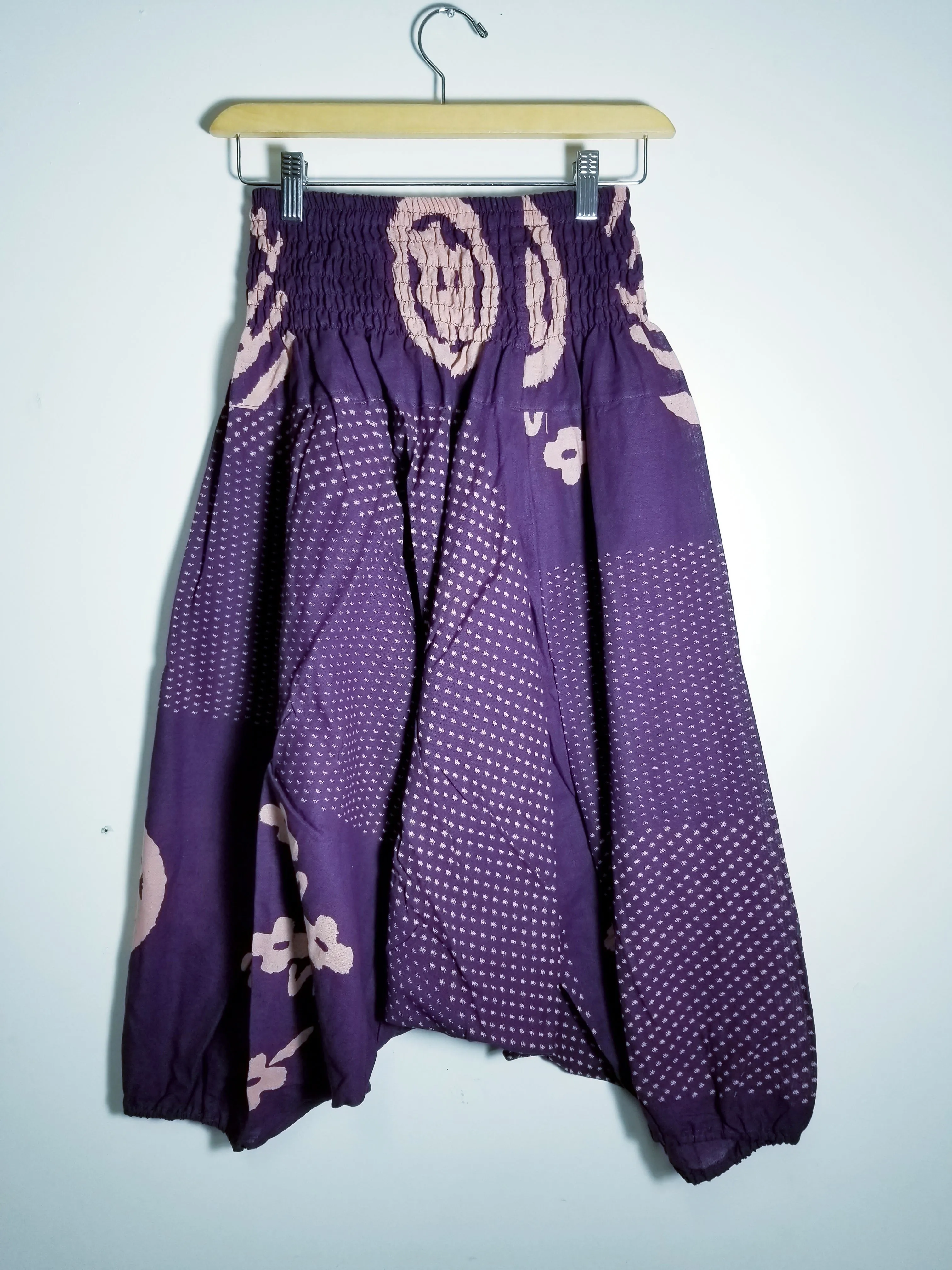 Purple Samurai Crest Short Harem Pants