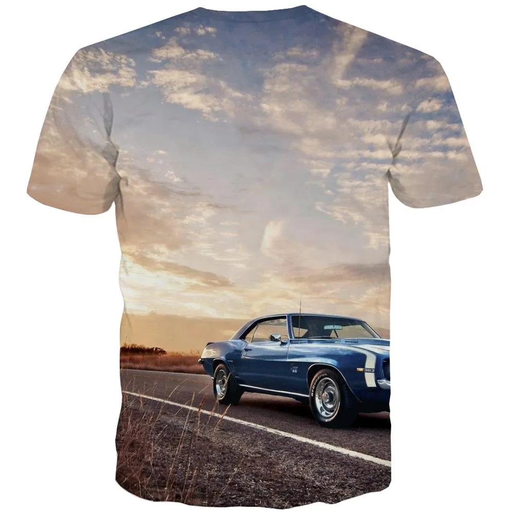 Racing Car T shirts Men Metal Tshirt Printed City Tshirt Anime Gray T shirts Funny Retro T-shirts 3d