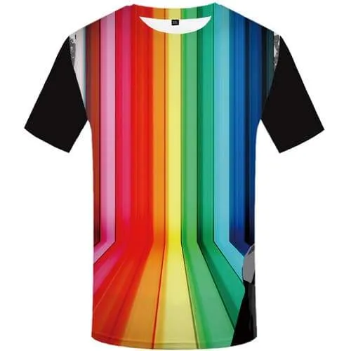 Rainbow T shirts Men Colorful Shirt Print Music T-shirts 3d Rock Tshirts Cool Gothic Tshirt Anime Short Sleeve T shirts