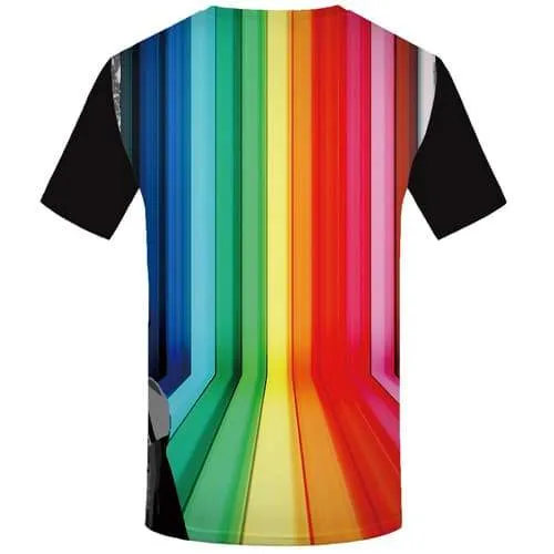 Rainbow T shirts Men Colorful Shirt Print Music T-shirts 3d Rock Tshirts Cool Gothic Tshirt Anime Short Sleeve T shirts