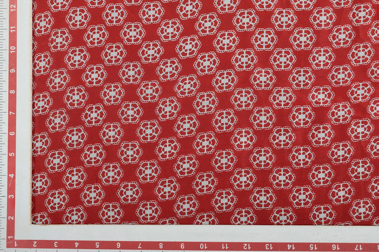 Red Printed Chanderi Fabric