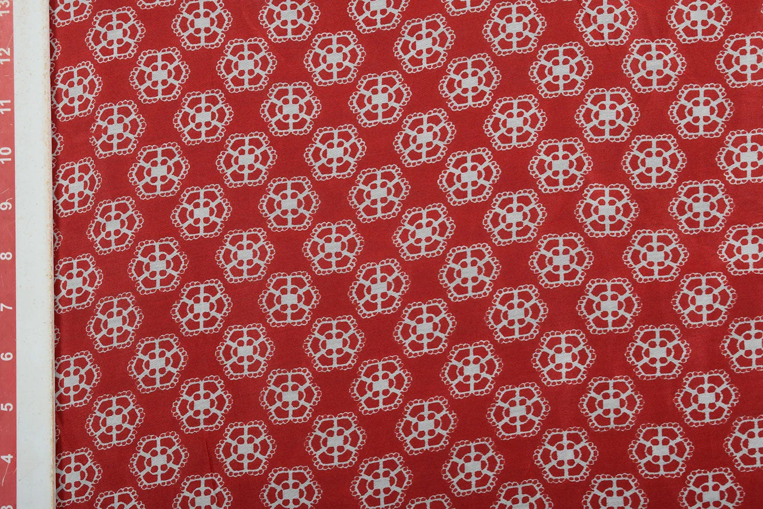 Red Printed Chanderi Fabric