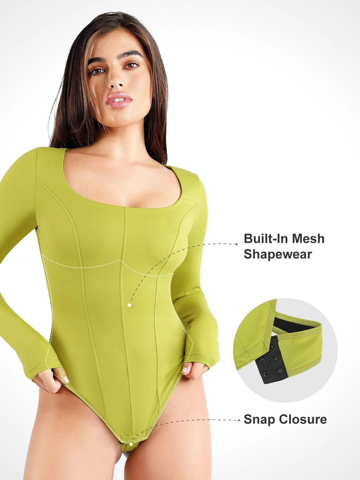 Shapewear Long Sleeve Tummy Control Thong Bodysuit