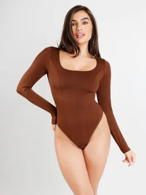 Shapewear Long Sleeve Tummy Control Thong Bodysuit