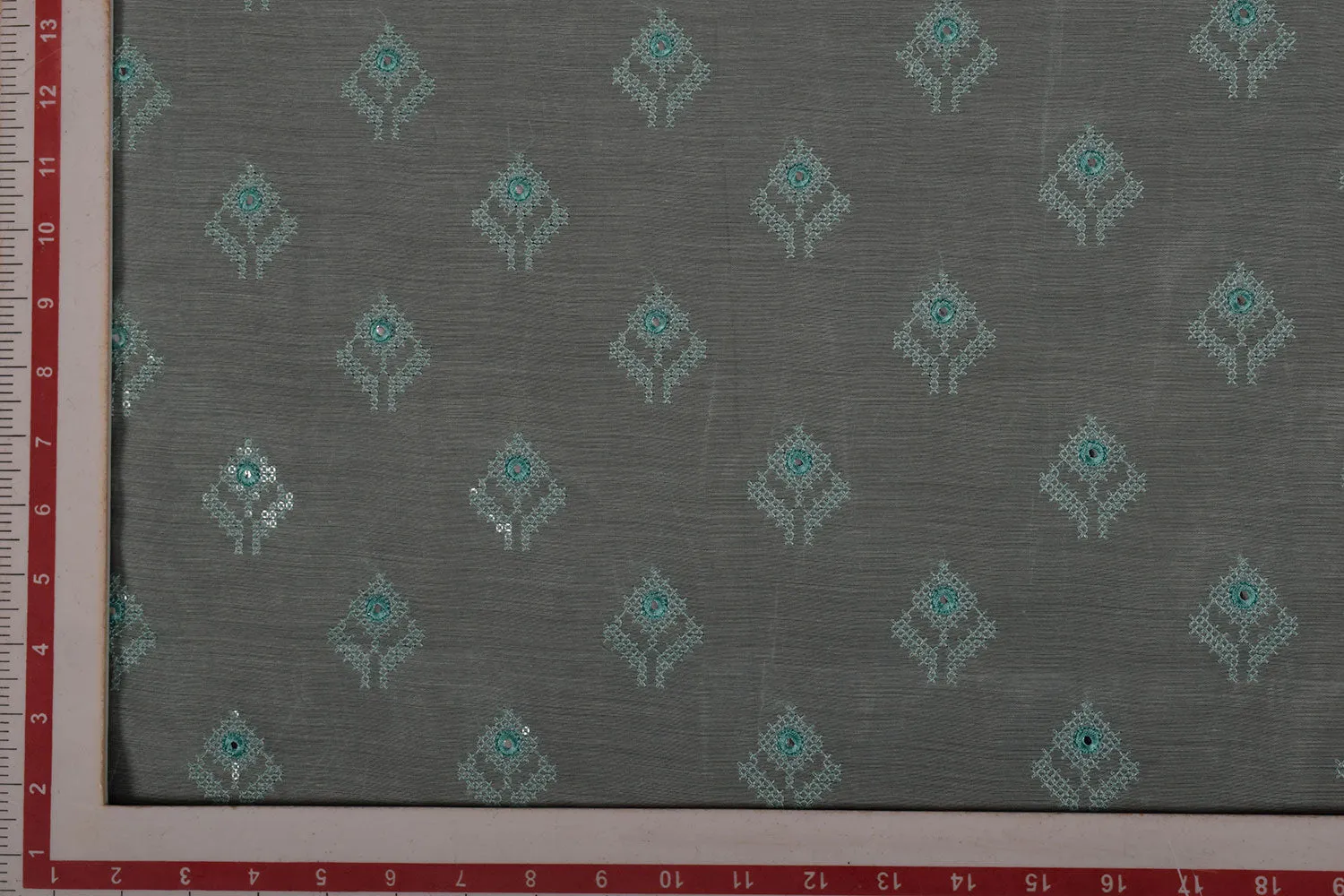 Sky Blue Embroidered Chanderi Fabric