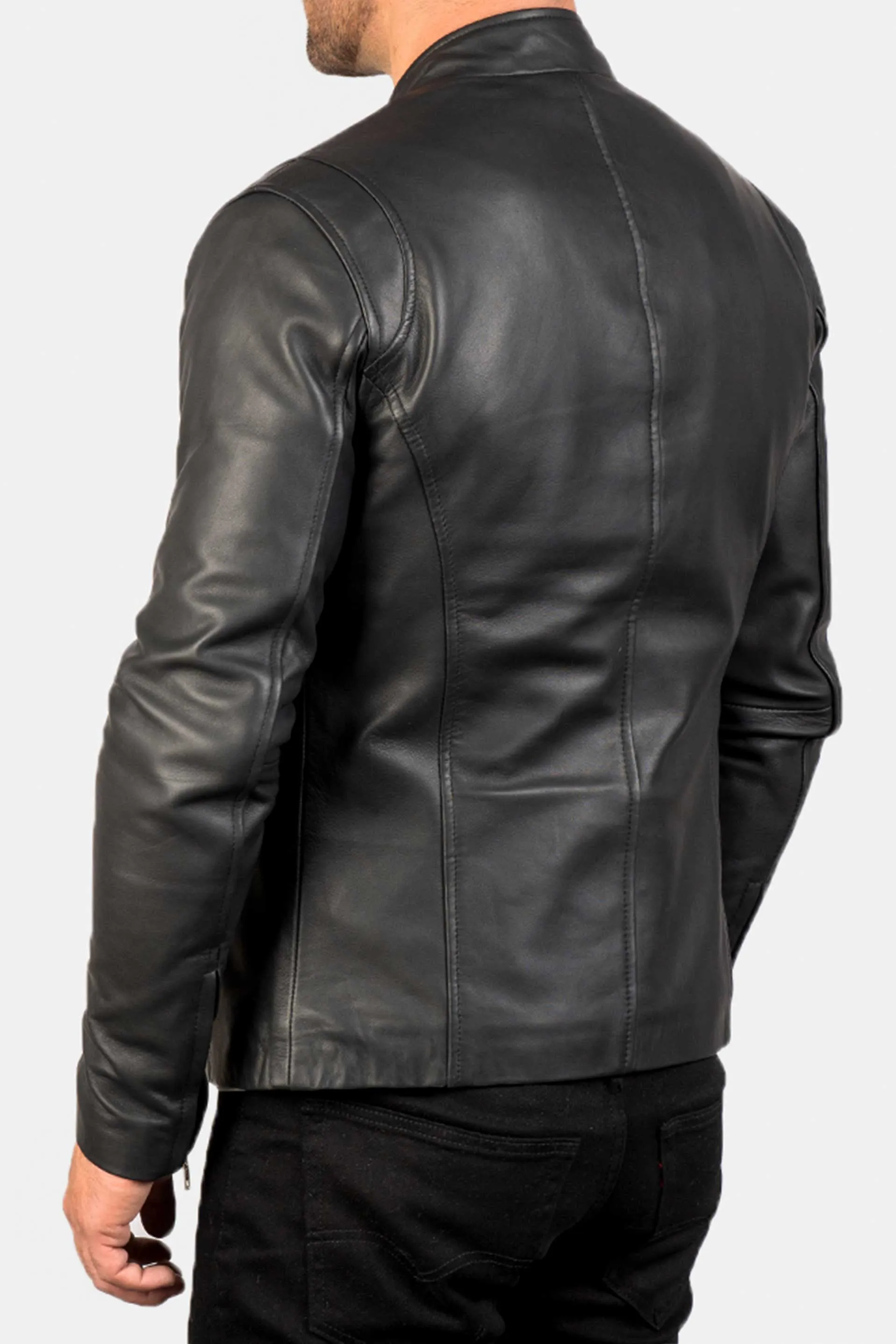 The Iconic | Men's Black Sheepskin Leather Jacket