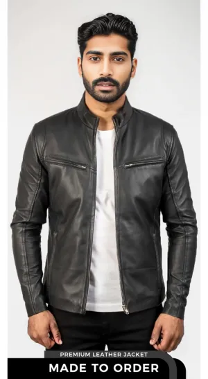 The Iconic | Men's Black Sheepskin Leather Jacket