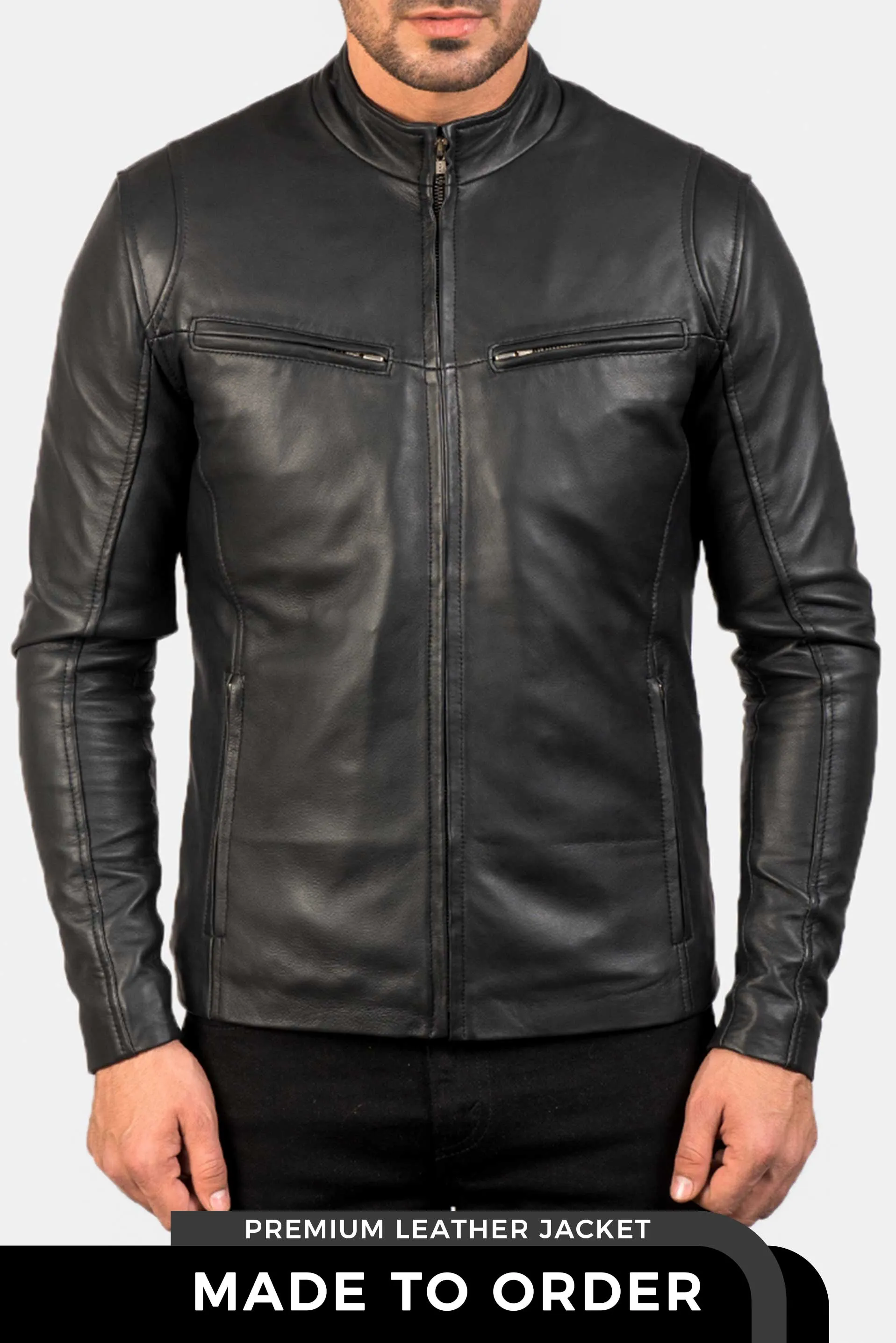 The Iconic | Men's Black Sheepskin Leather Jacket