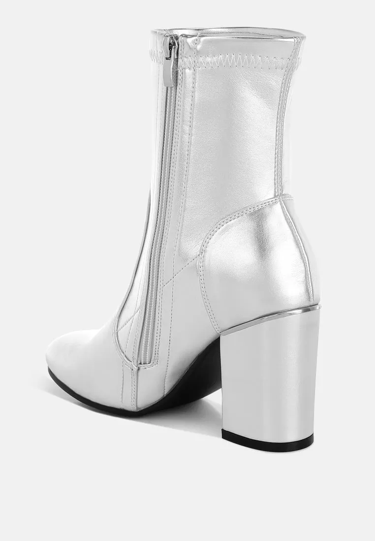 Tirana Metallic Pleather Sock Boots