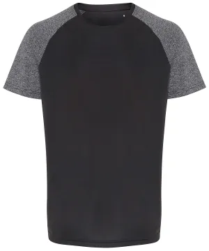 TriDri® contrast sleeve performance t-shirt | Charcoal/Black Melange