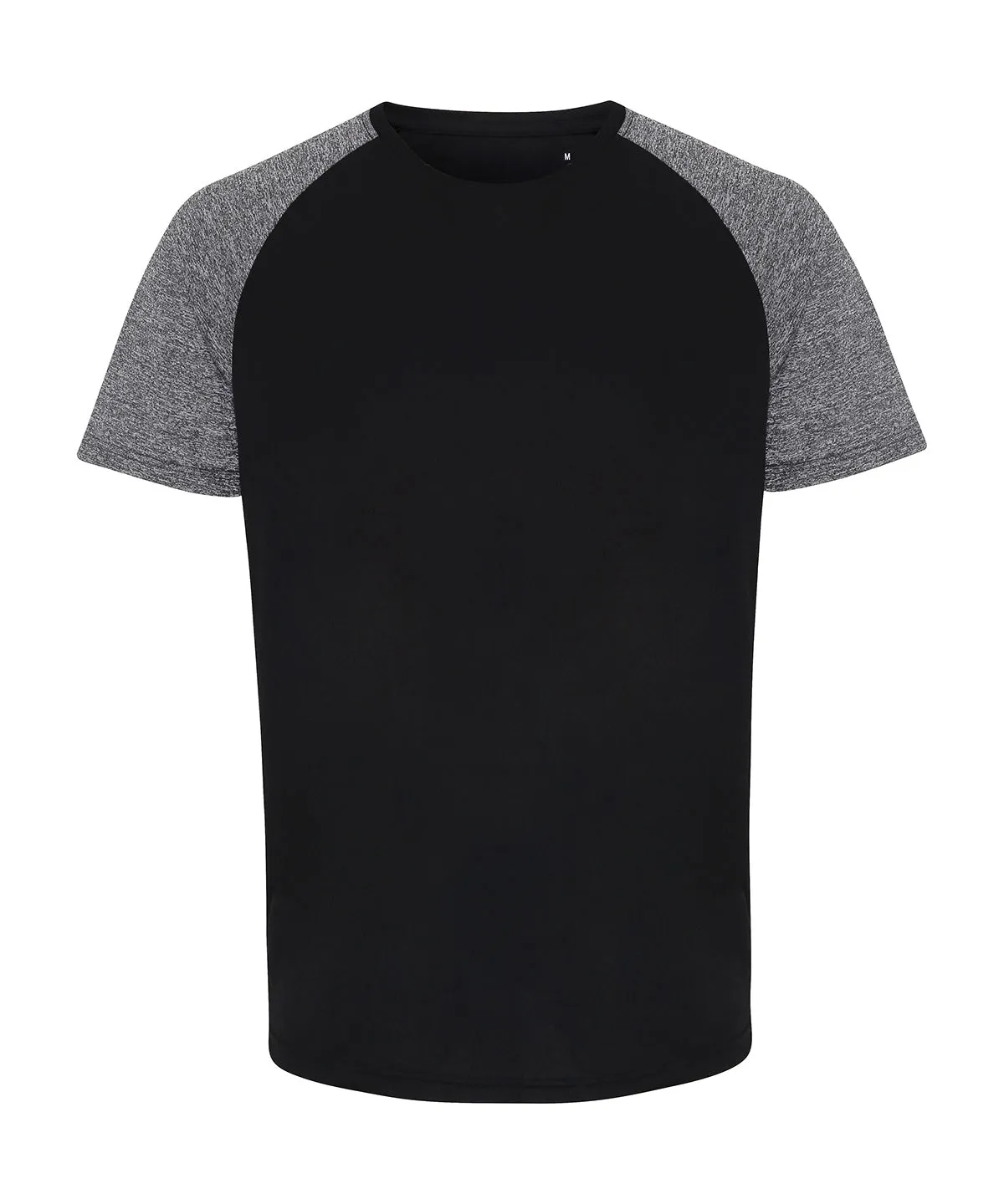 TriDri® contrast sleeve performance t-shirt | Charcoal/Black Melange