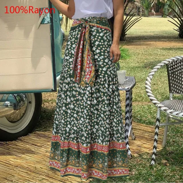 Vintage style Check Maxi Skirt