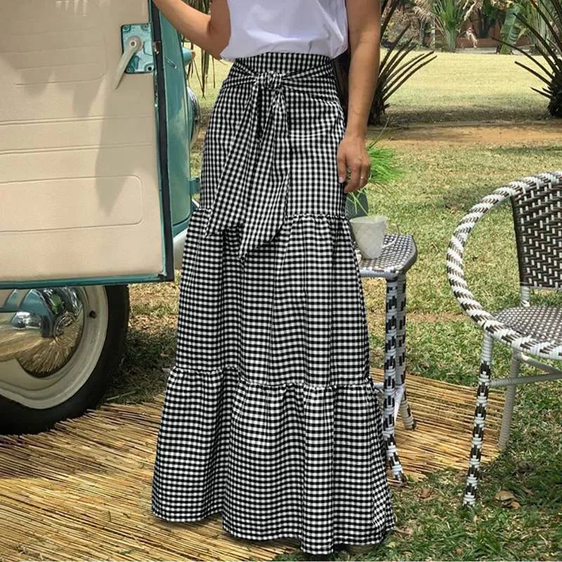 Vintage style Check Maxi Skirt