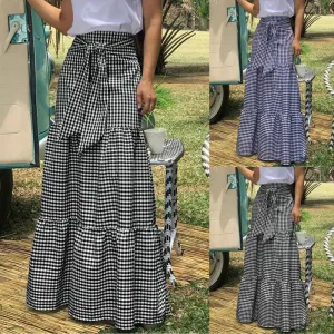 Vintage style Check Maxi Skirt