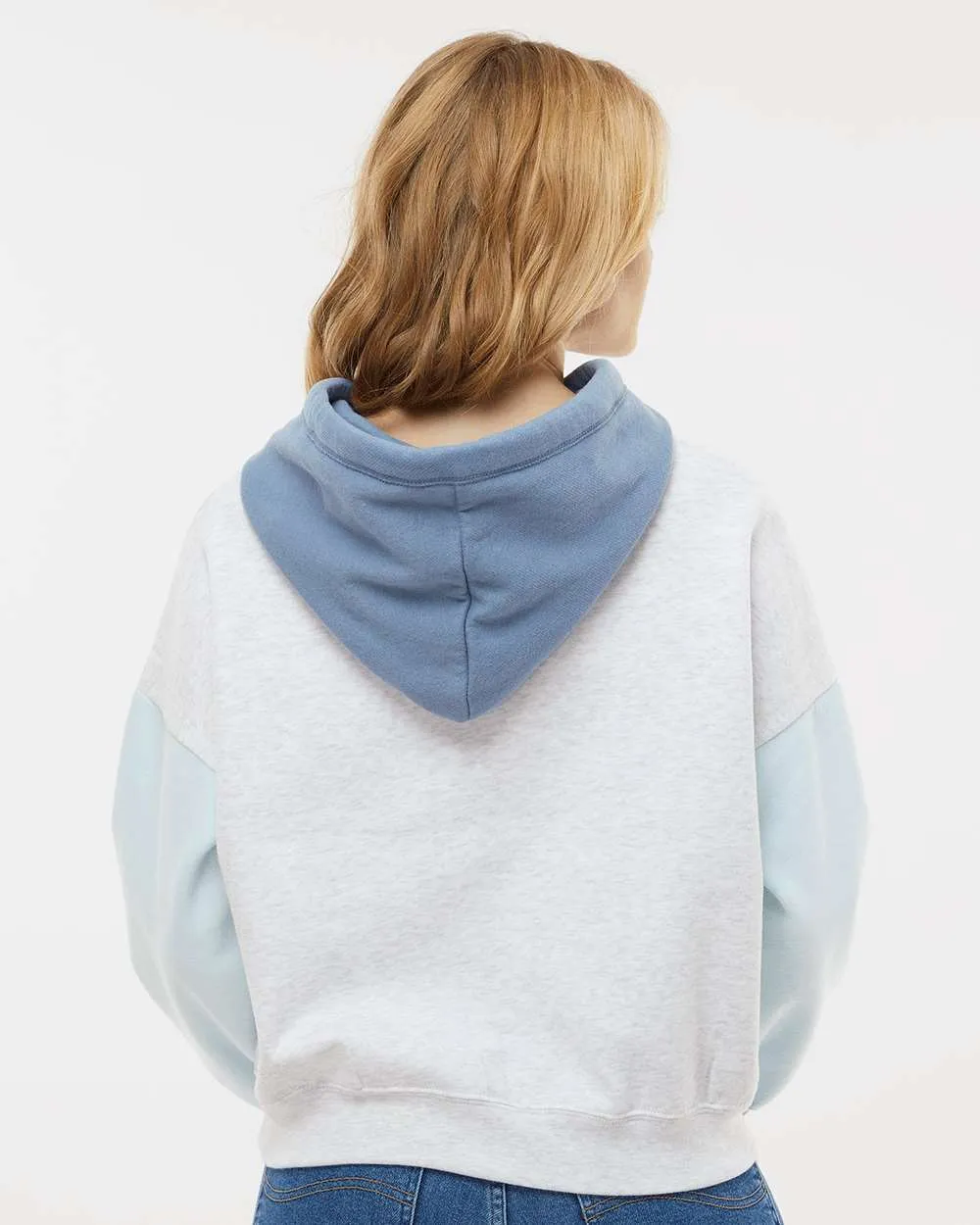 Women's Sueded Fleece Colorblocked Crop Hooded Sweatshirt** - Final Sale