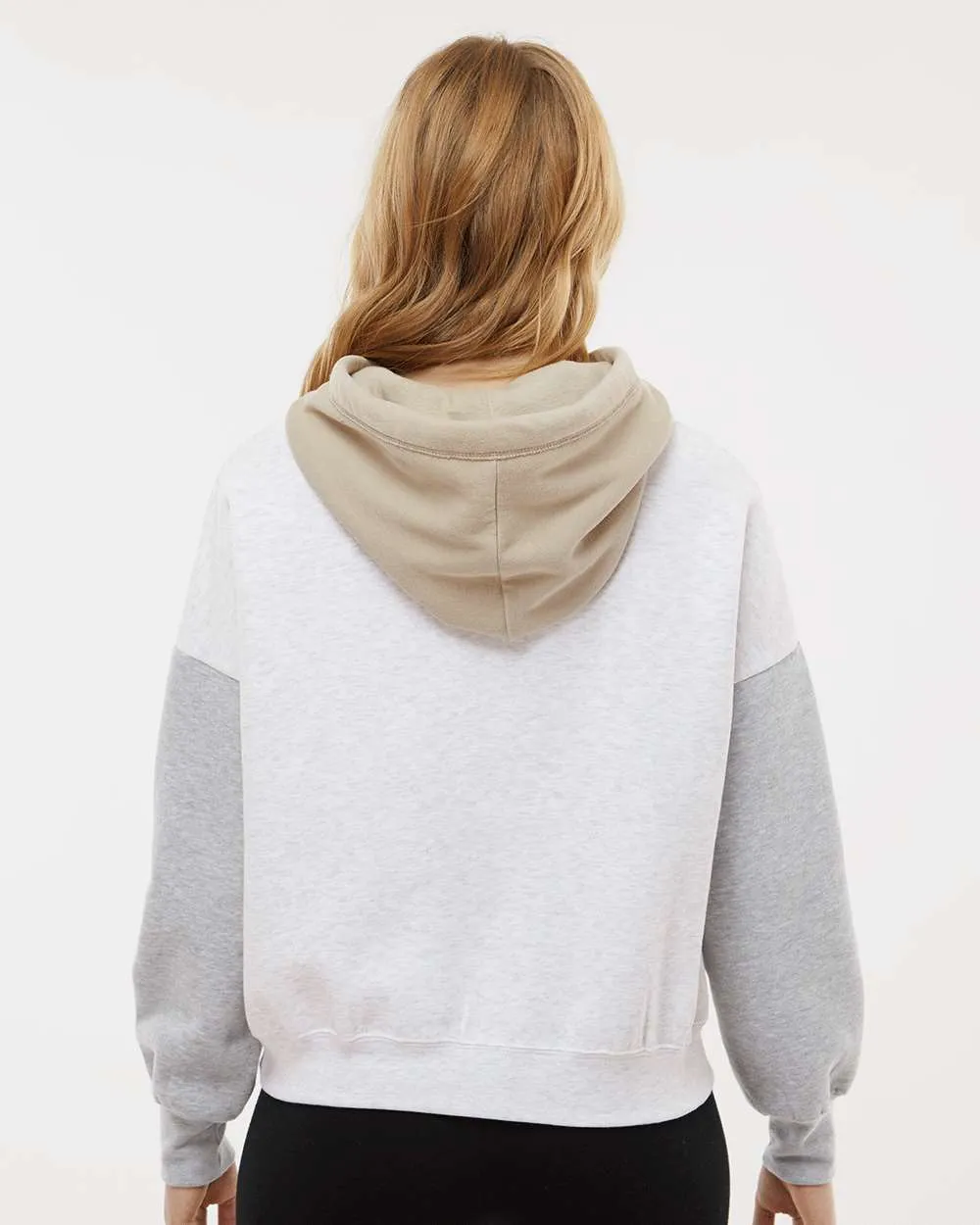 Women's Sueded Fleece Colorblocked Crop Hooded Sweatshirt** - Final Sale