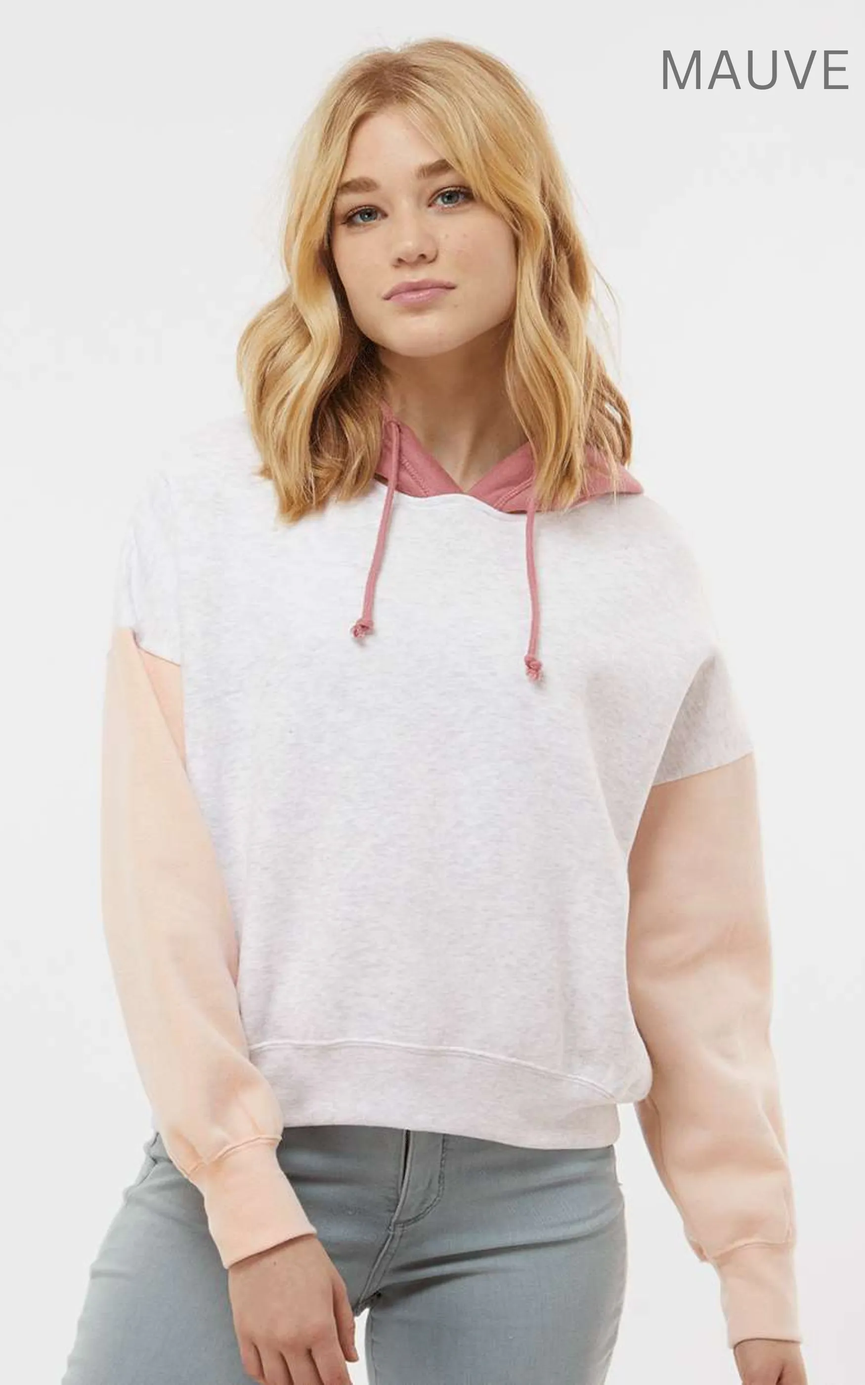 Women's Sueded Fleece Colorblocked Crop Hooded Sweatshirt** - Final Sale