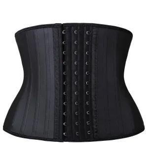 YIANNA Women Latex Short Torso Waist Trainer 25 Steel Bones 3 Row Hooks