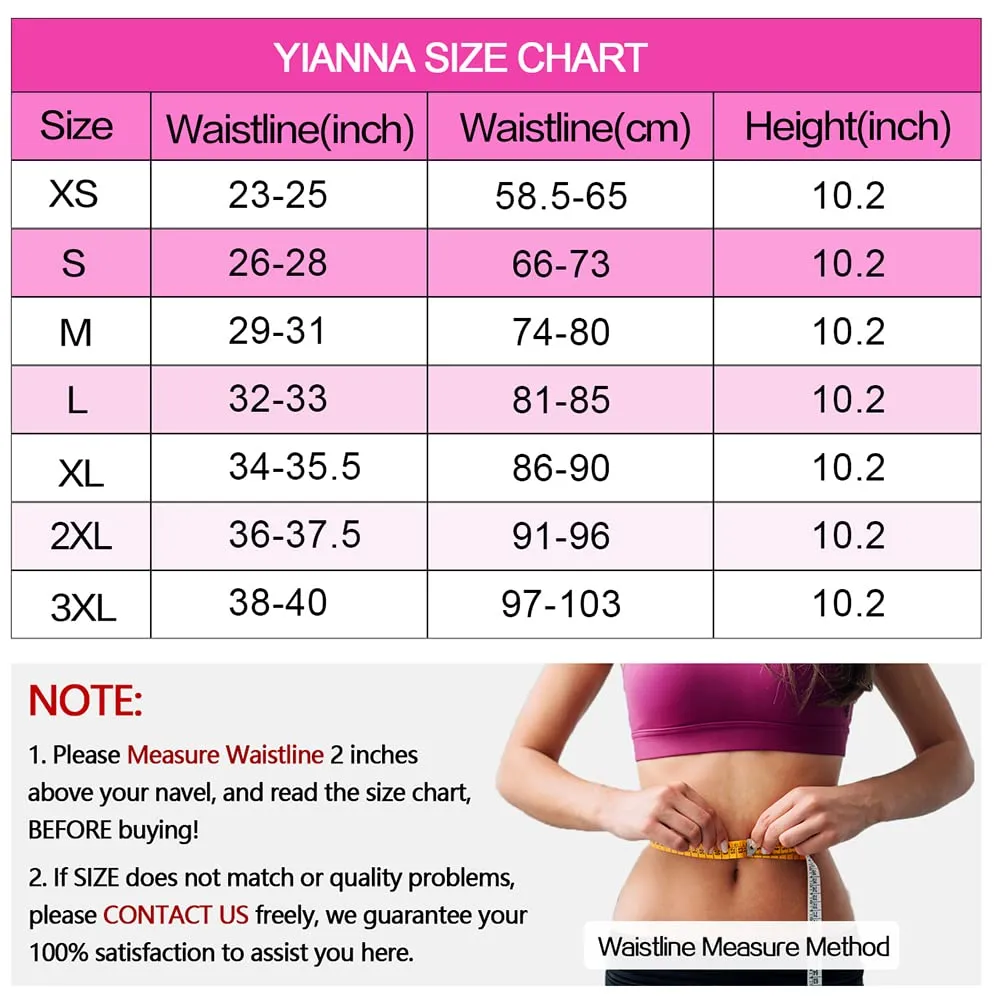 YIANNA Women Latex Short Torso Waist Trainer 9 Steel Bones 3 Row Hooks