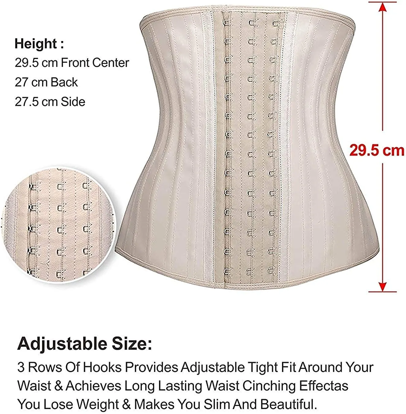 YIANNA Women Latex Waist Trainer 25 Steel Bones  3 Row Hooks