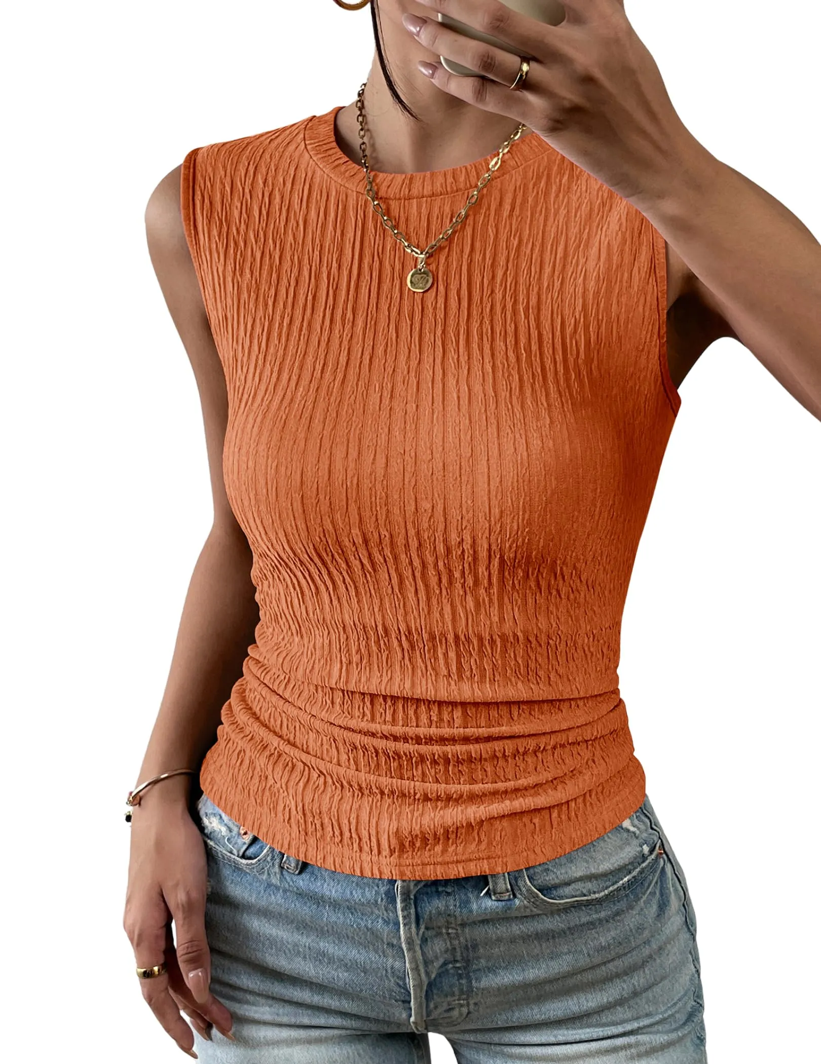 Zeagoo High Neck Tank Top Casual Ribbed Knit Shirts